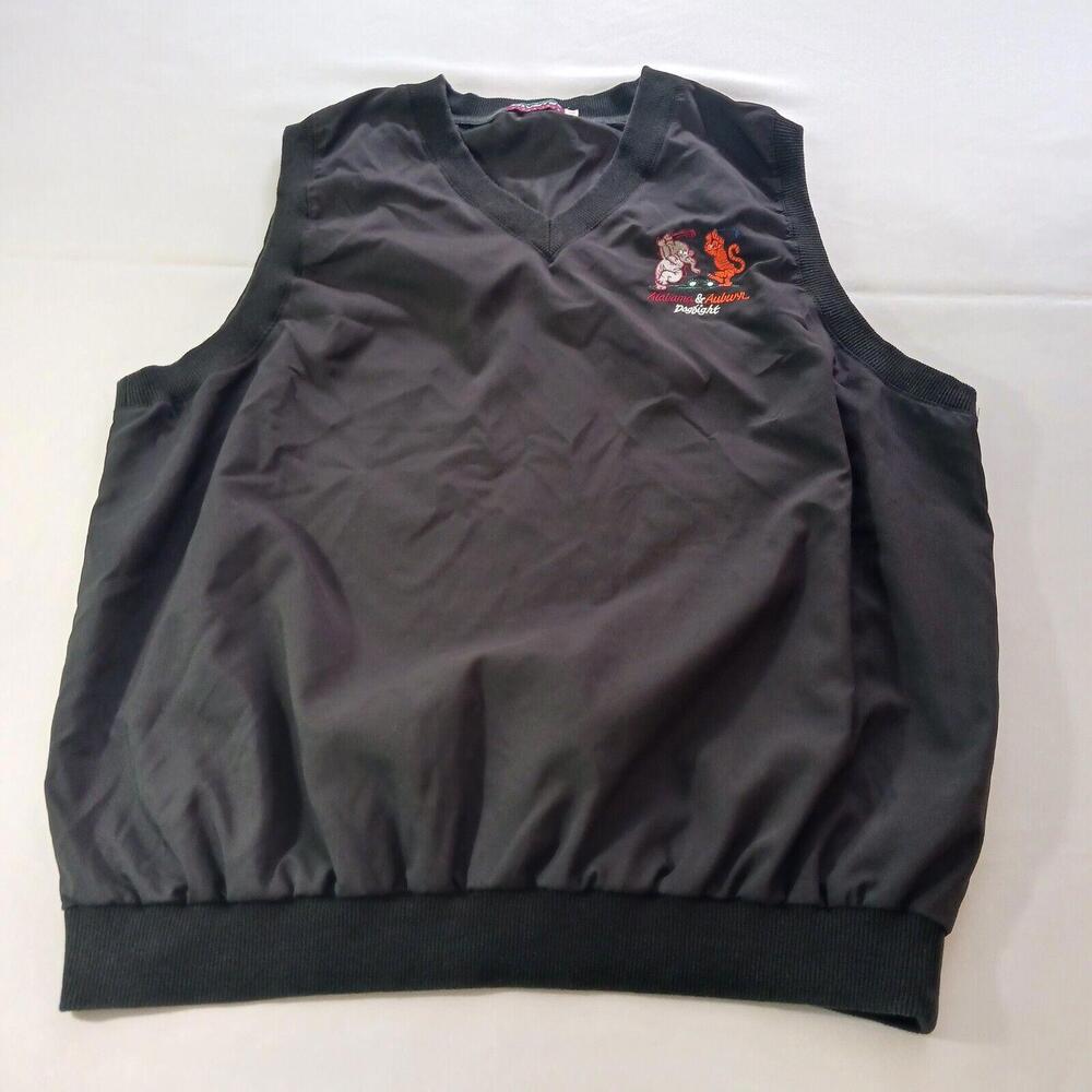 Vtg Divots Premium Alabama & Auburn Dogfight Mens Black Pullover V-Neck Vest XL